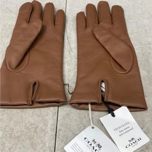 Coach New York Brown Cashmere Leather Tech Hand Gloves Size 6.5